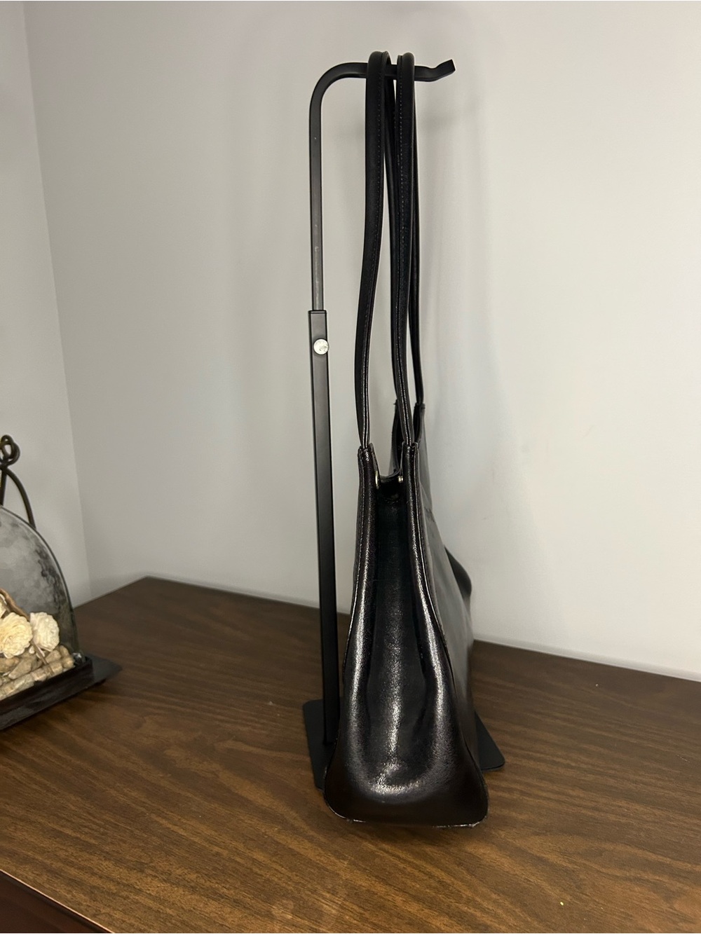 Vintage Monsac Classic Black Leather Rounded Top Shoulder Bag - Picture 4 of 11